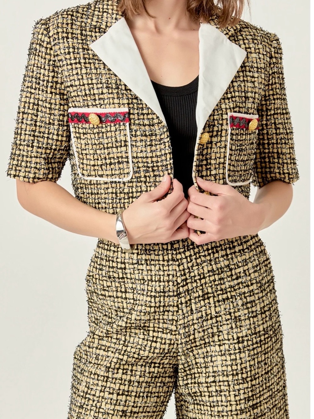 Premium Cropped Tweed Jacket